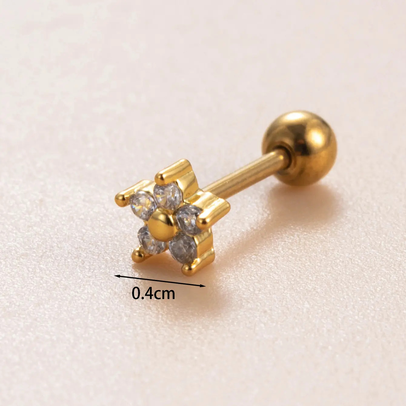 1 Stück Simple Series Simple Flower Kupfer Gold Farbe Material Zirkon Damen Ohrstecker h5 