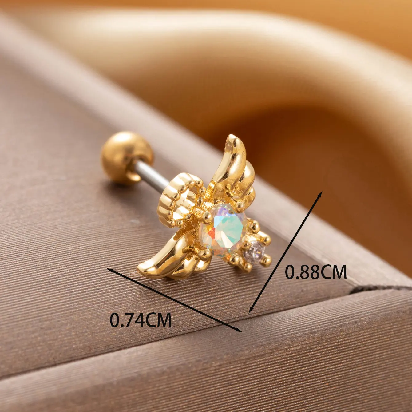 1 Piece Simple Series Titanium Steel Gold Color Material Zircon Women's Stud Earrings h5 