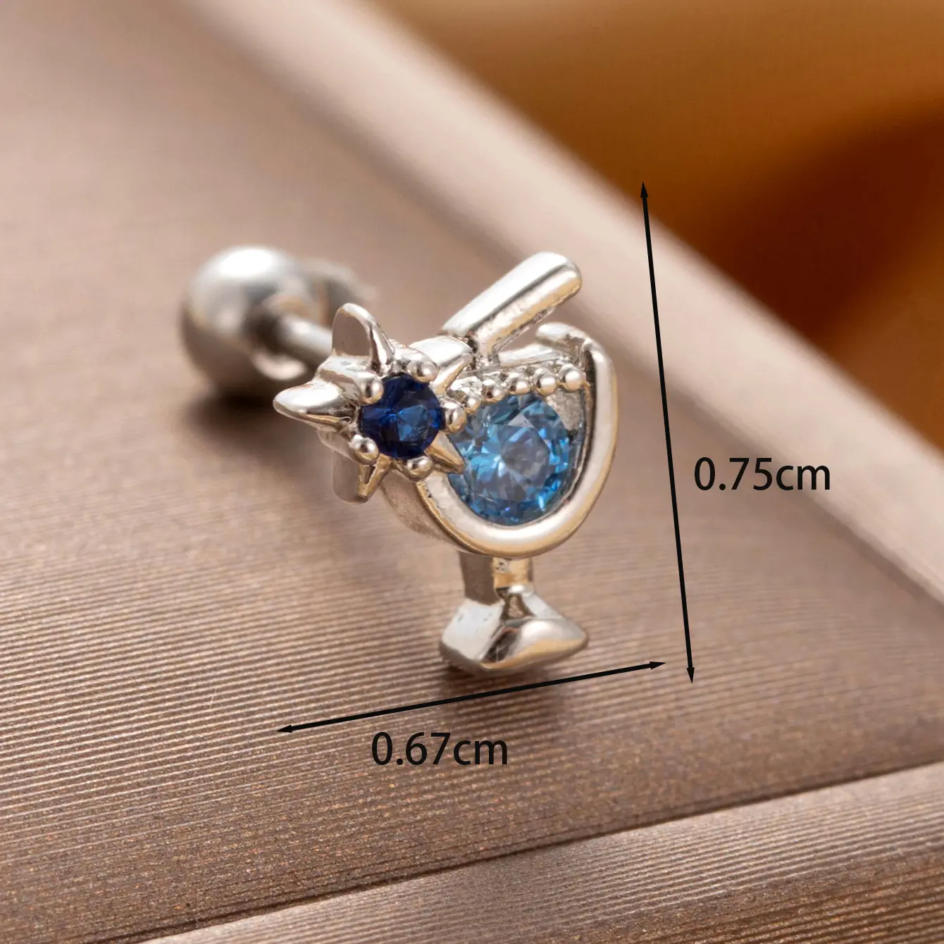 1 Piece Simple Series Simple Goblet Titanium Steel Silver Color Material Zircon Women's Stud Earrings h5 