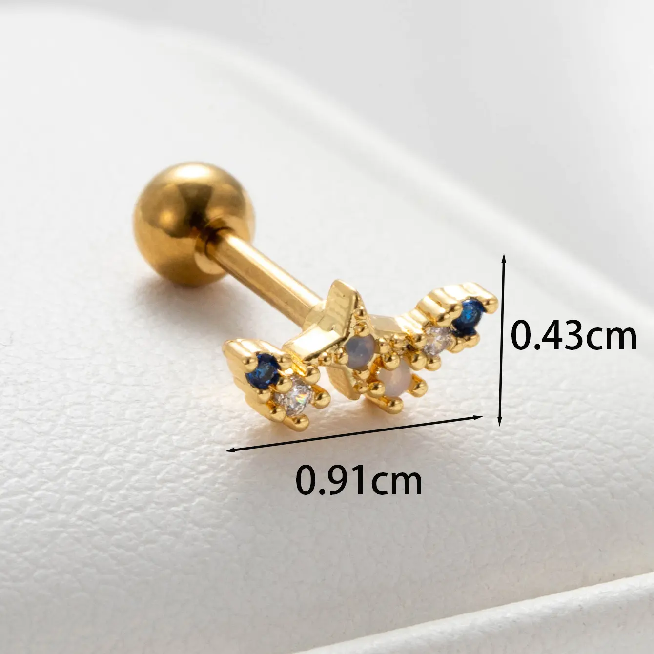 1 Stück einfache Serie Kupfer Gold Farbe Material Zirkon Damen Ohrstecker h5 