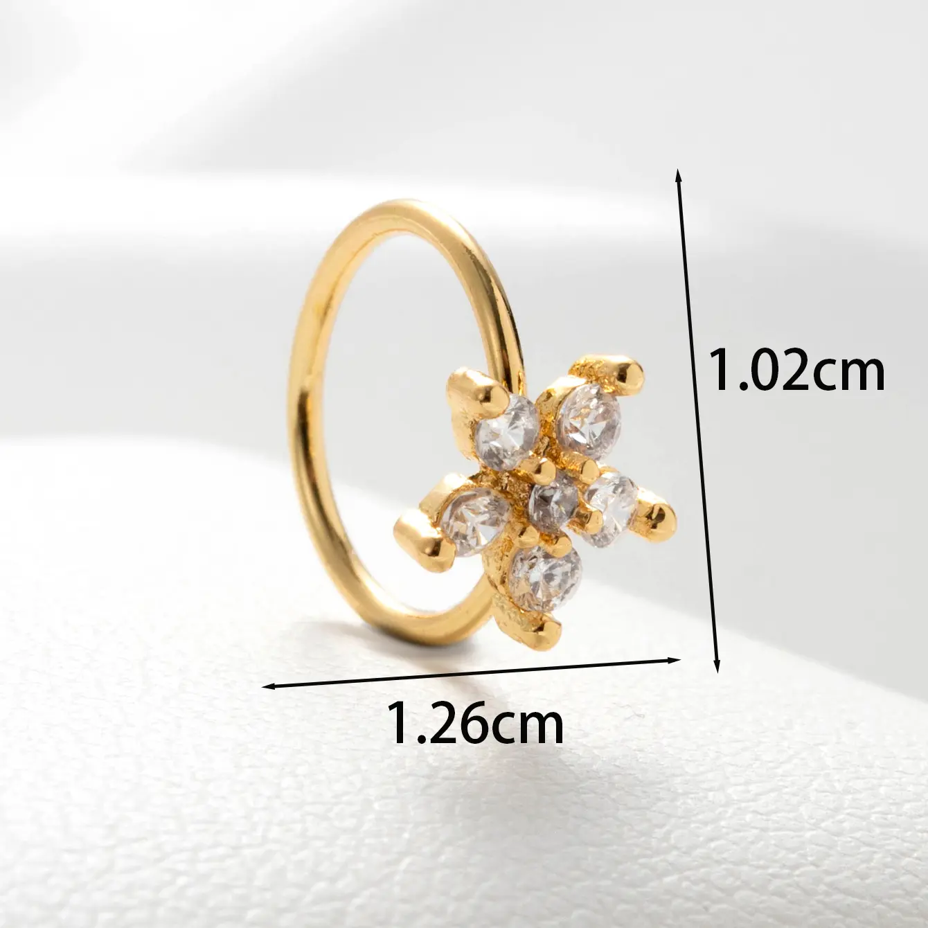 Gold color / 1 Piece Simple Series Simple Flower Copper Gold Color Material Zircon Women's Hoop Earrings Picture2