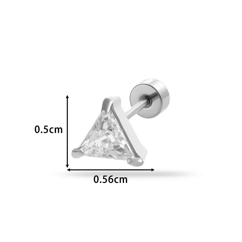 Silver color / 1 Piece Simple Series Classic Triangle Titanium Steel Silver Color Material Zircon Women's Stud Earrings Picture4