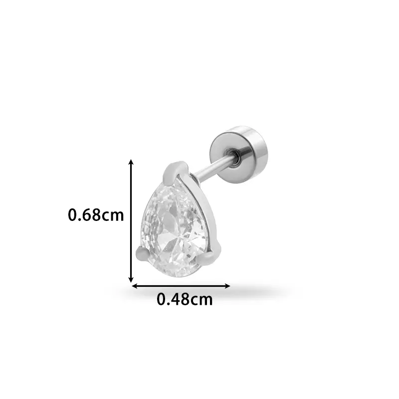 Silver color / 1 Piece Simple Series Classic Guttate Titanium Steel Silver Color Material Zircon Women's Stud Earrings Picture6