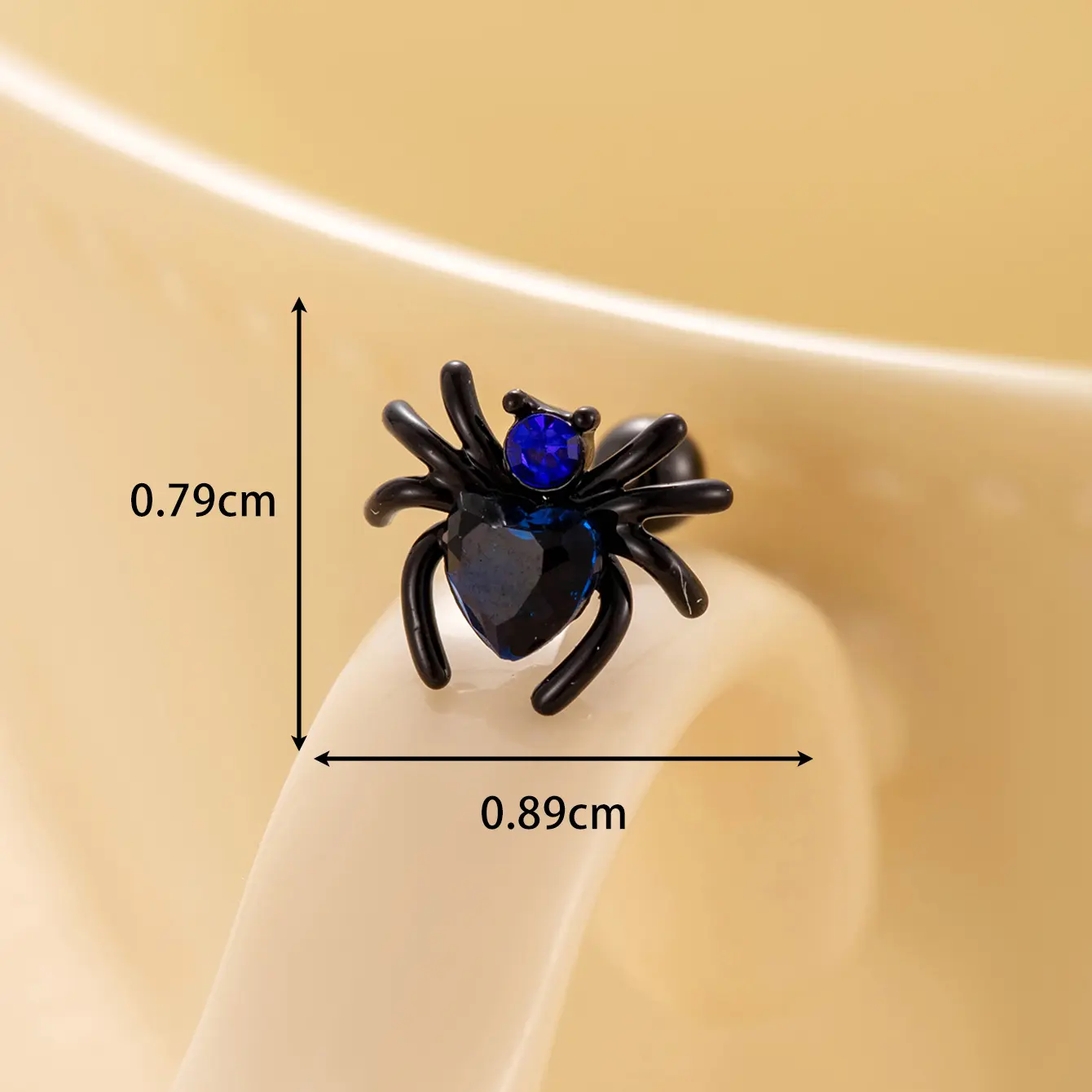 1 Piece Simple Series Classic Spider Titanium Steel Blue Color Material Zircon Women's Stud Earrings h5 