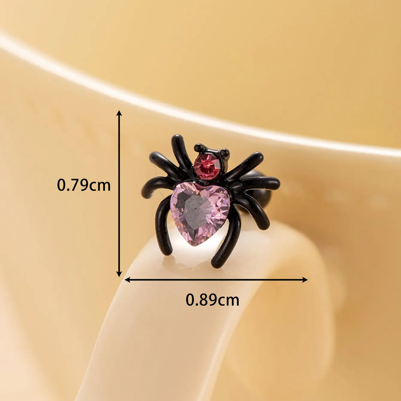 1 Stück Simple Series Classic Spider Titanstahl Rosa Farbe Material Zirkon Damen Ohrstecker h5 