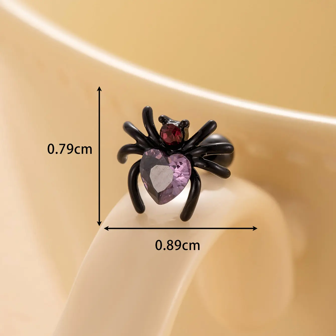 1 Stück Simple Series Classic Spider Titanstahl Lilafarbenes Material Zirkon Damen Ohrstecker h5 