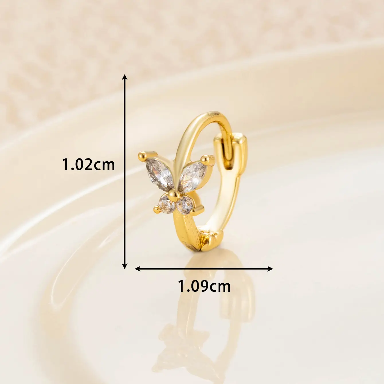 1 Piece Simple Series Classic Butterfly Copper Gold Color Material Zircon Women's Hoop Earrings h5 