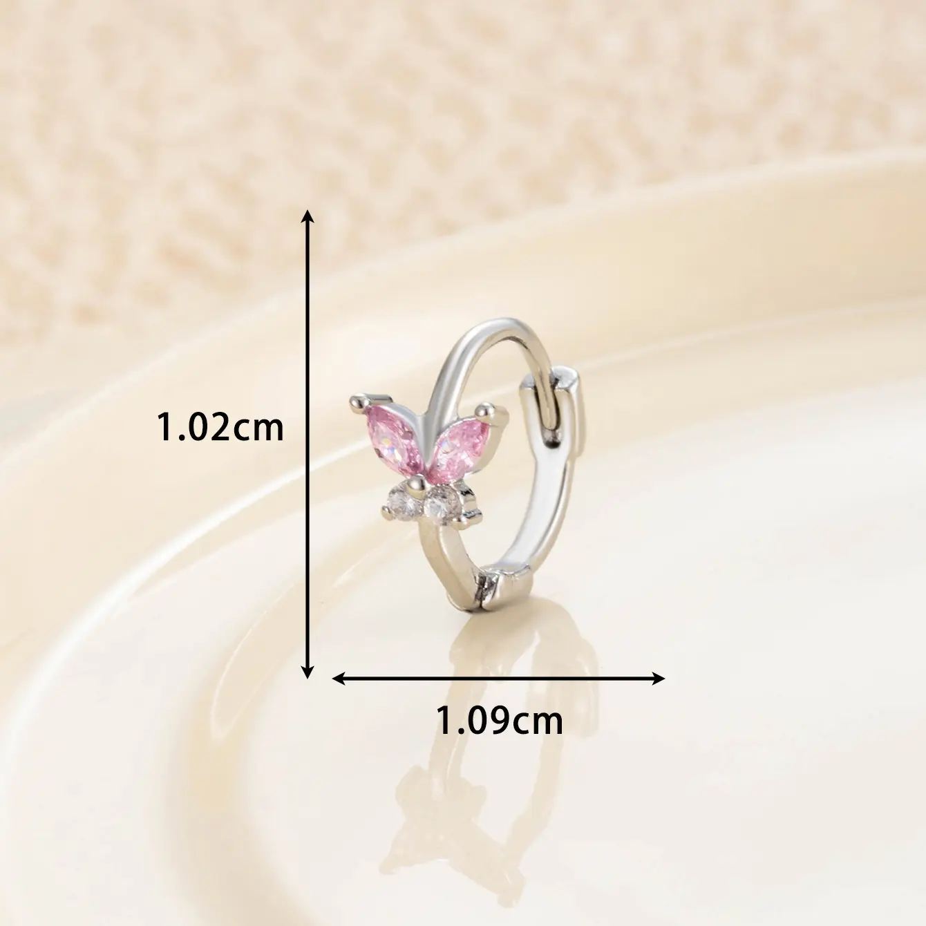 1 Piece Simple Series Classic Butterfly Copper Silver Color Material Zircon Women's Hoop Earrings h5 