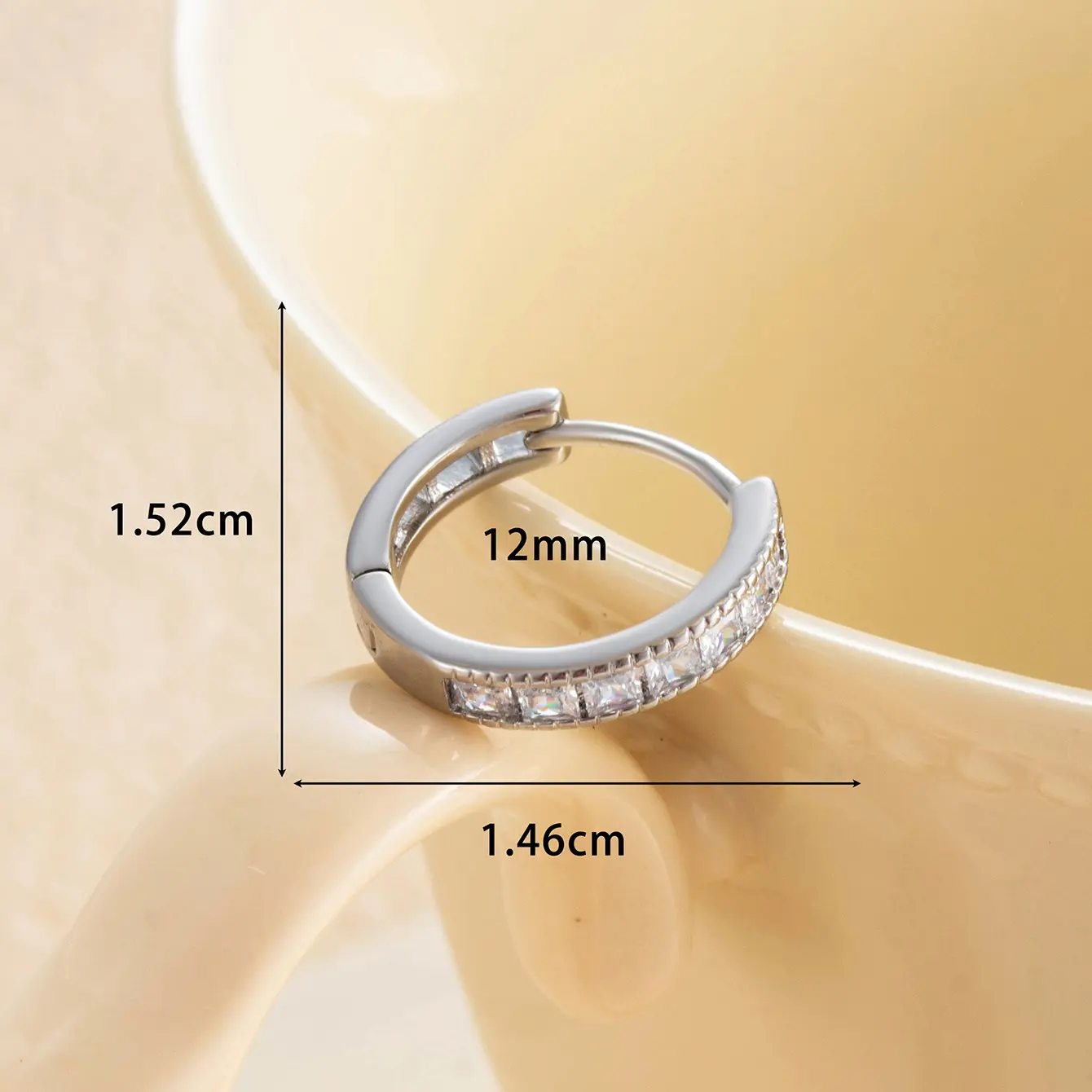 1 Piece Simple Series Classic Geometric Copper Silver Color Material Zircon Women's Hoop Earrings h5 