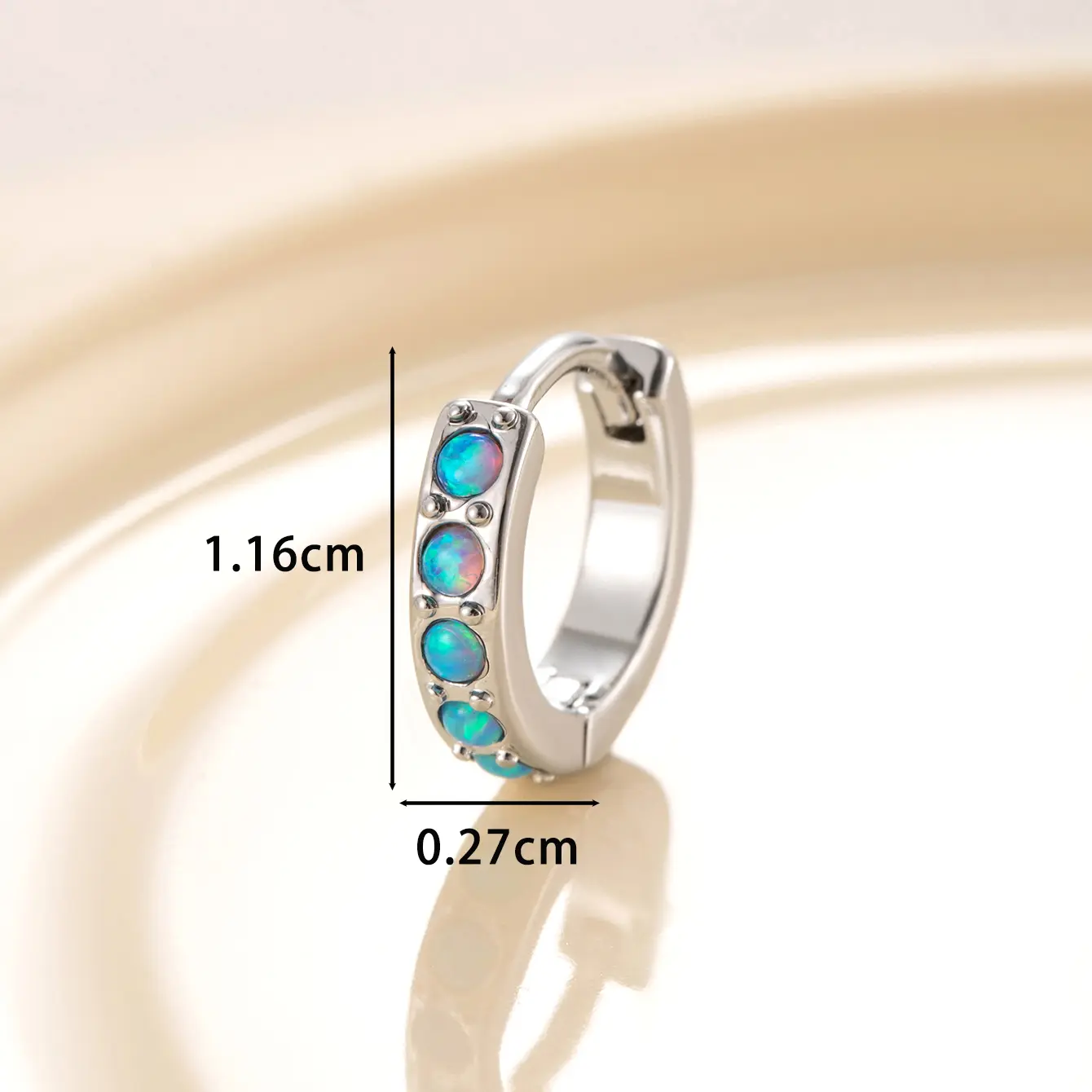 1 Piece Simple Series Simple Geometric Copper Silver Color Material Artificial Gemstone Women's Hoop Earrings h5 