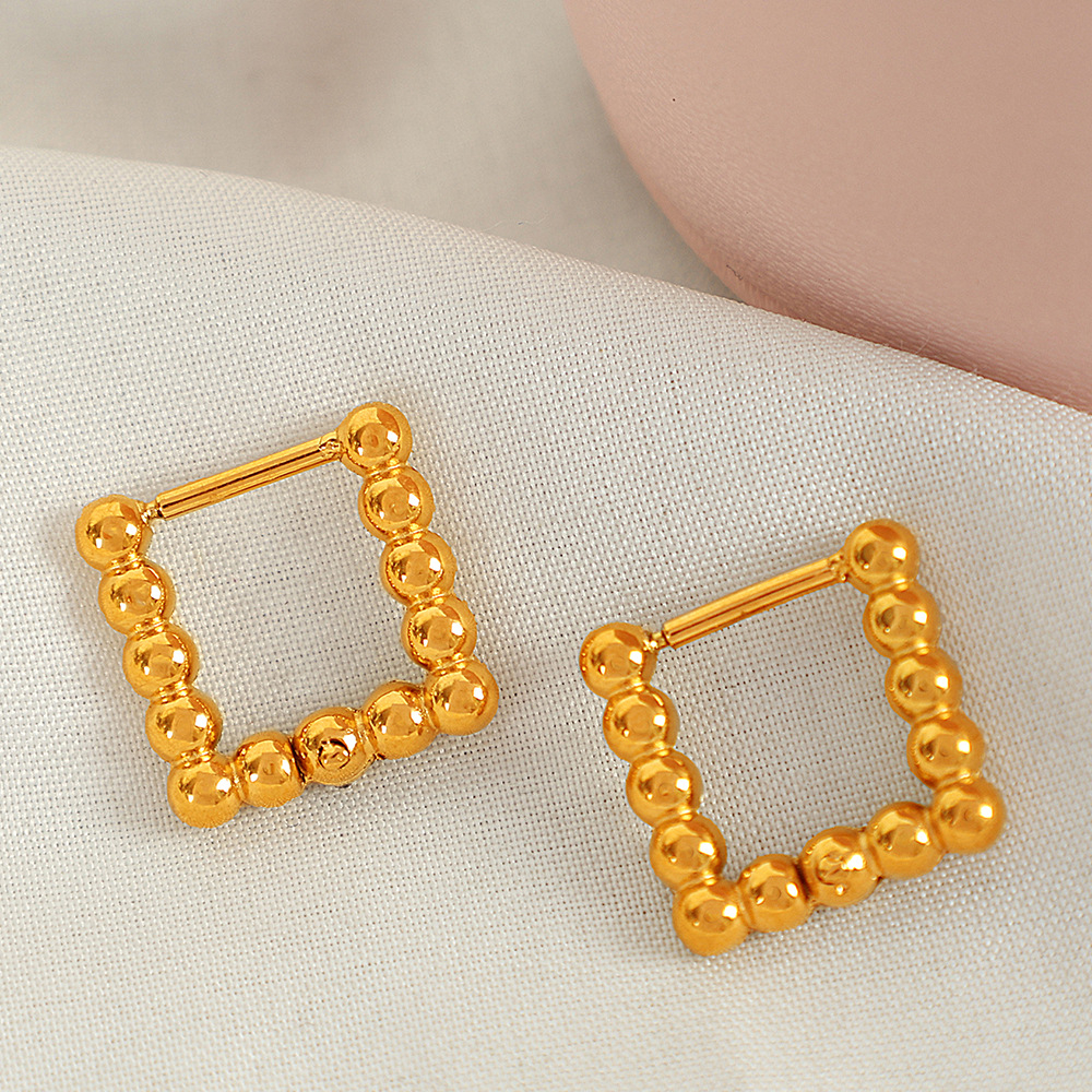 1 Pair Simple Series Classic Square Shape Stainless Steel 18K Gold Color Plated Women's Hoop Earrings h5 