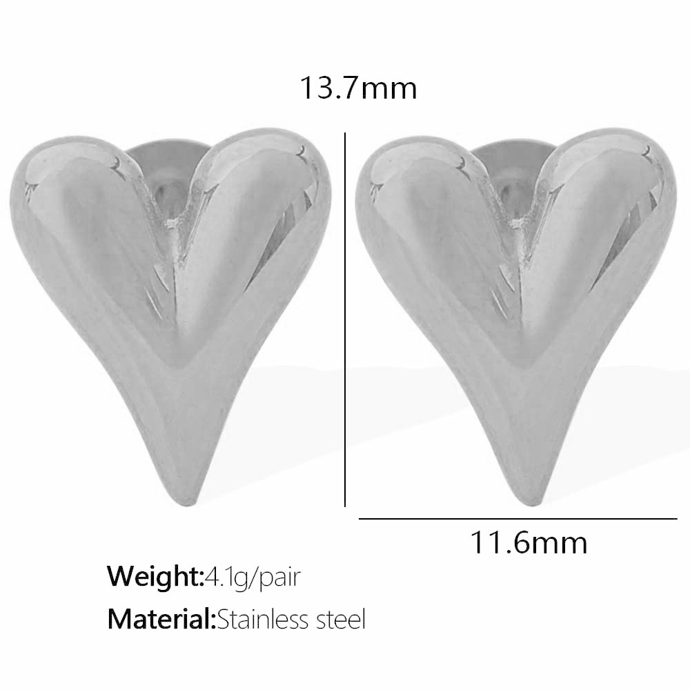 1 Pair Simple Series Simple Heart Stainless Steel 18K Gold Color Plated Women's Stud Earrings 