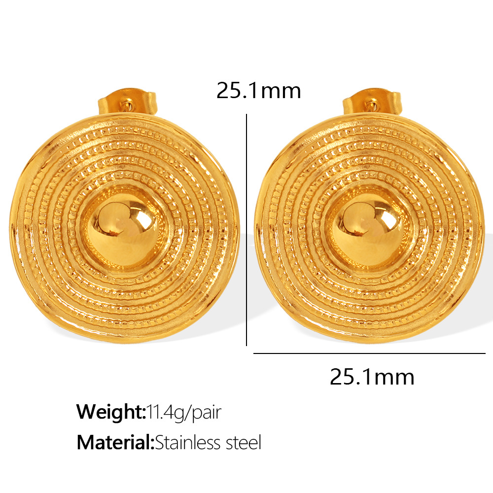 1 Pair Simple Series Retro Geometric Stainless Steel  Gold Color Women's Stud Earrings