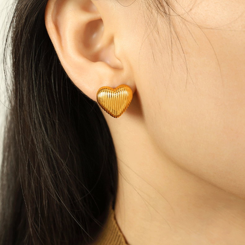 1 Pair Simple Series Simple Heart Stainless Steel 18K Gold Color Plated Women's Clip-on Earrings h5 