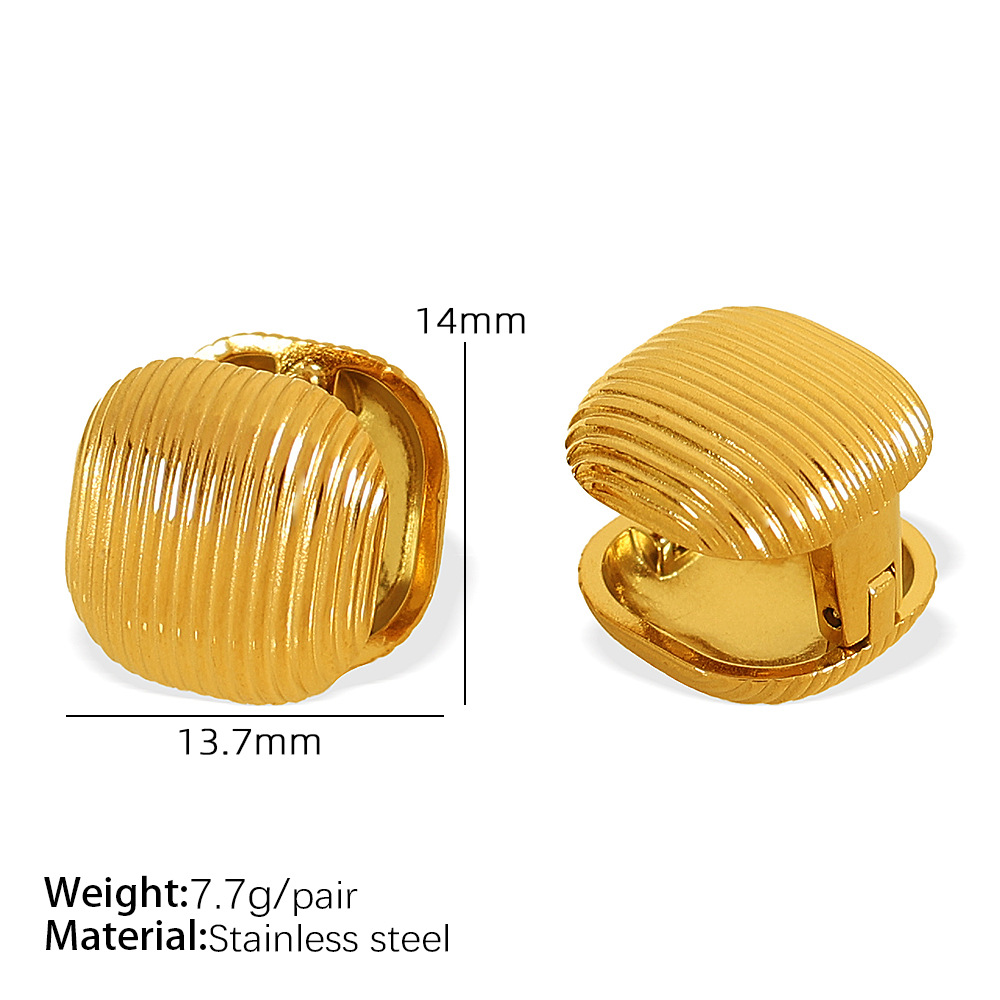 1 Pair Simple Series Simple Geometric Stainless Steel 18K Gold Color Plated Women's Clip-on Earrings h5 