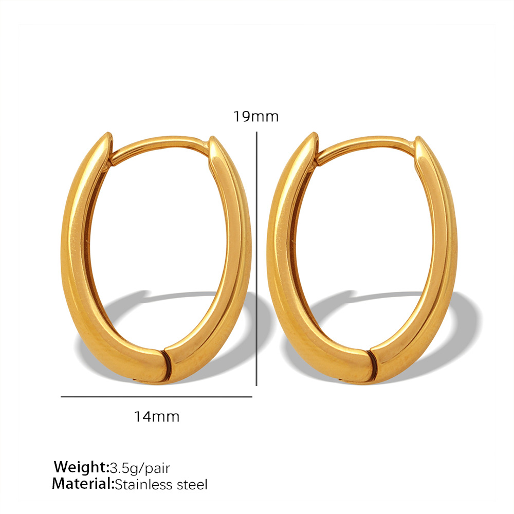 1 Pair Simple Series Classic Solid Color Stainless Steel  Gold Color Women's Hoop Earrings 2