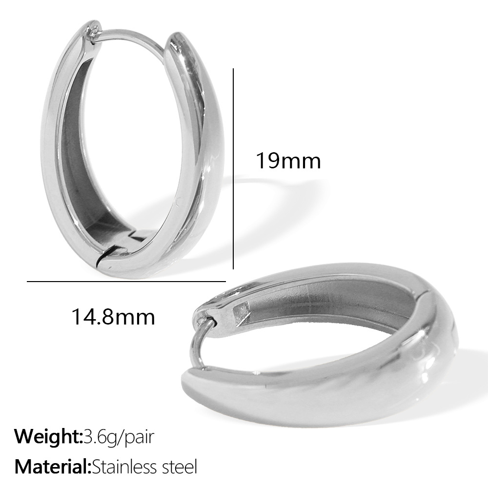 1 Pair Simple Series Classic Solid Color Stainless Steel  Gold Color Women's Hoop Earrings h5 