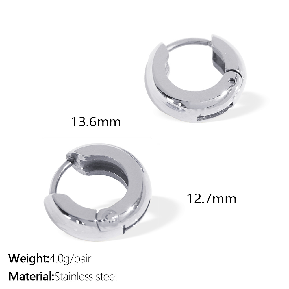 1 Pair Simple Series Classic Solid Color Stainless Steel  Gold Color Women's Hoop Earrings h5 