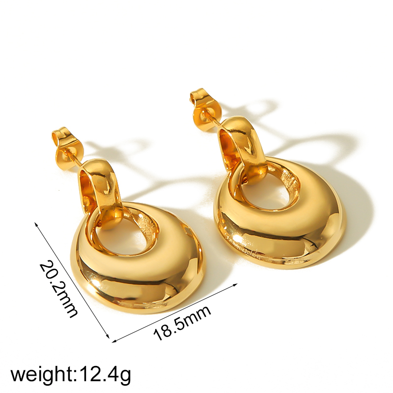 1 Pair Simple Classic Style U Shape Stainless Steel 18K Gold Color Plated Women's Drop Earrings h5 