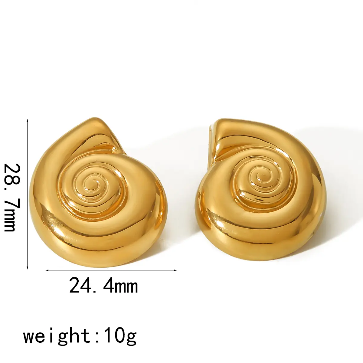 1 Pair Simple Classic Style Thread Pattern Stainless Steel  Gold Color Plated Women's Stud Earrings h5 