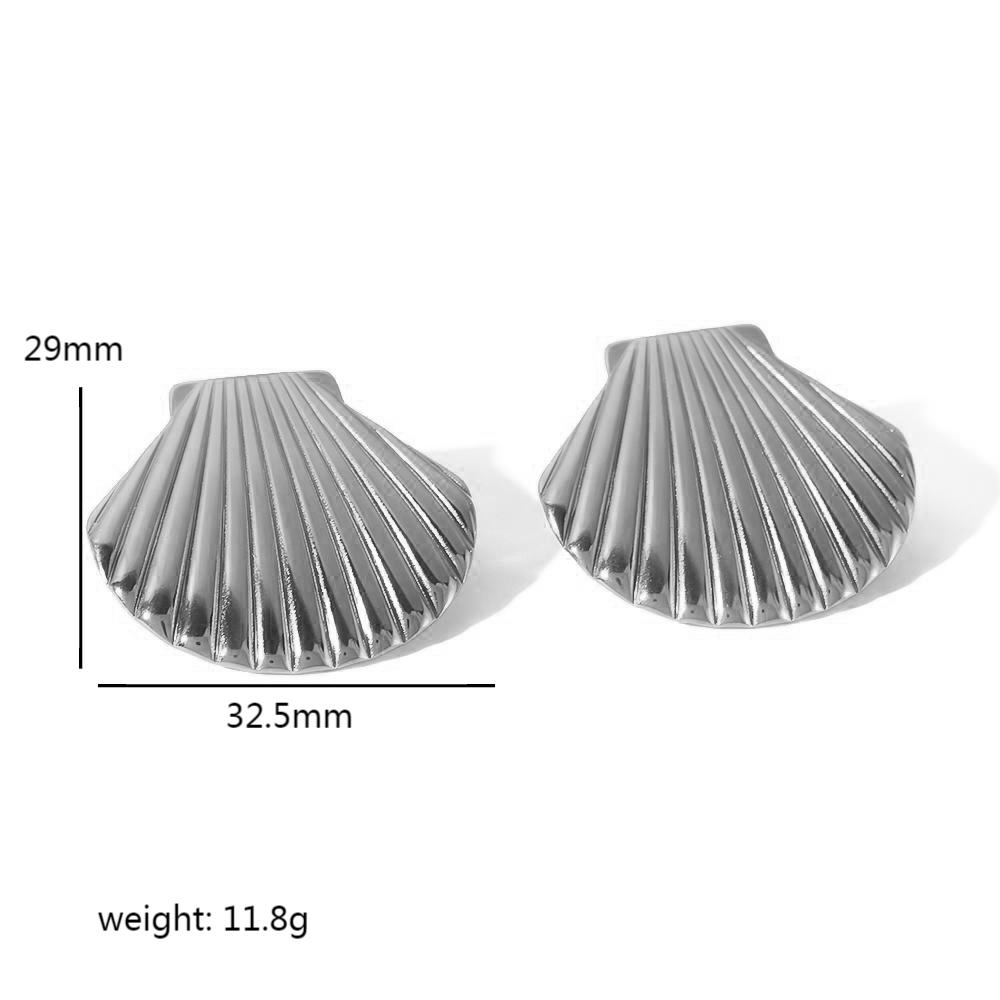 1 Pair Simple Style Shell Shape Stainless Steel  Gold Color Women's Stud Earrings 