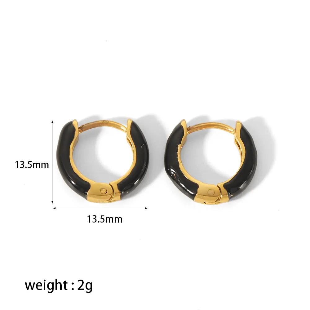 1 Pair Simple Sweet Style U Shape Enamel Stainless Steel  Gold Color Women's Hoop Earrings