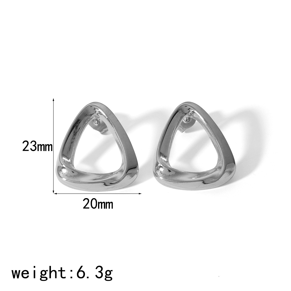 1 Pair Simple Classic Style Hollow Triangular Shape Stainless Steel 18K Gold Color Plated Women's Stud Earrings h5 