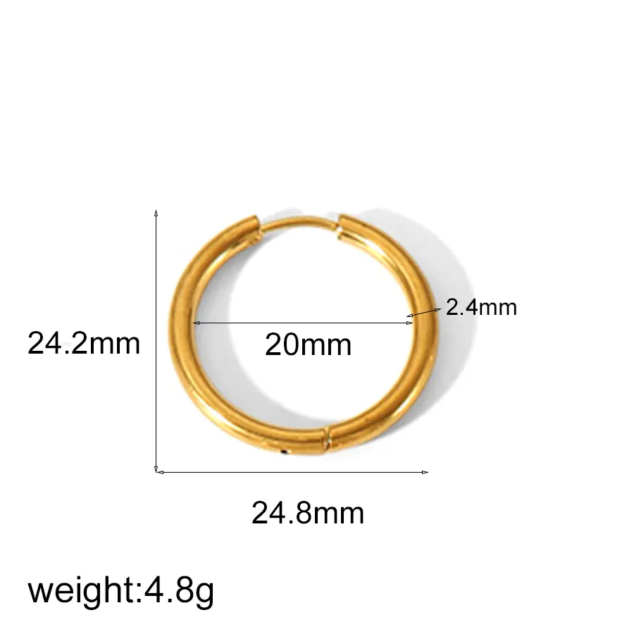 Gold color / 1 Pair Minimalist Style Geometric Stainless Steel  Gold Color Women's Hoop Earrings Picture12