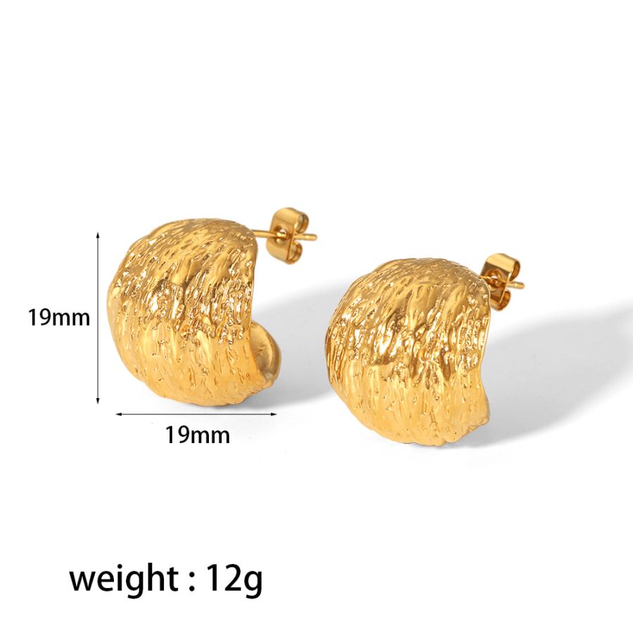 1 Pair French Retro Simple Style C Shape Stainless Steel  Gold Color Women's Stud Earrings