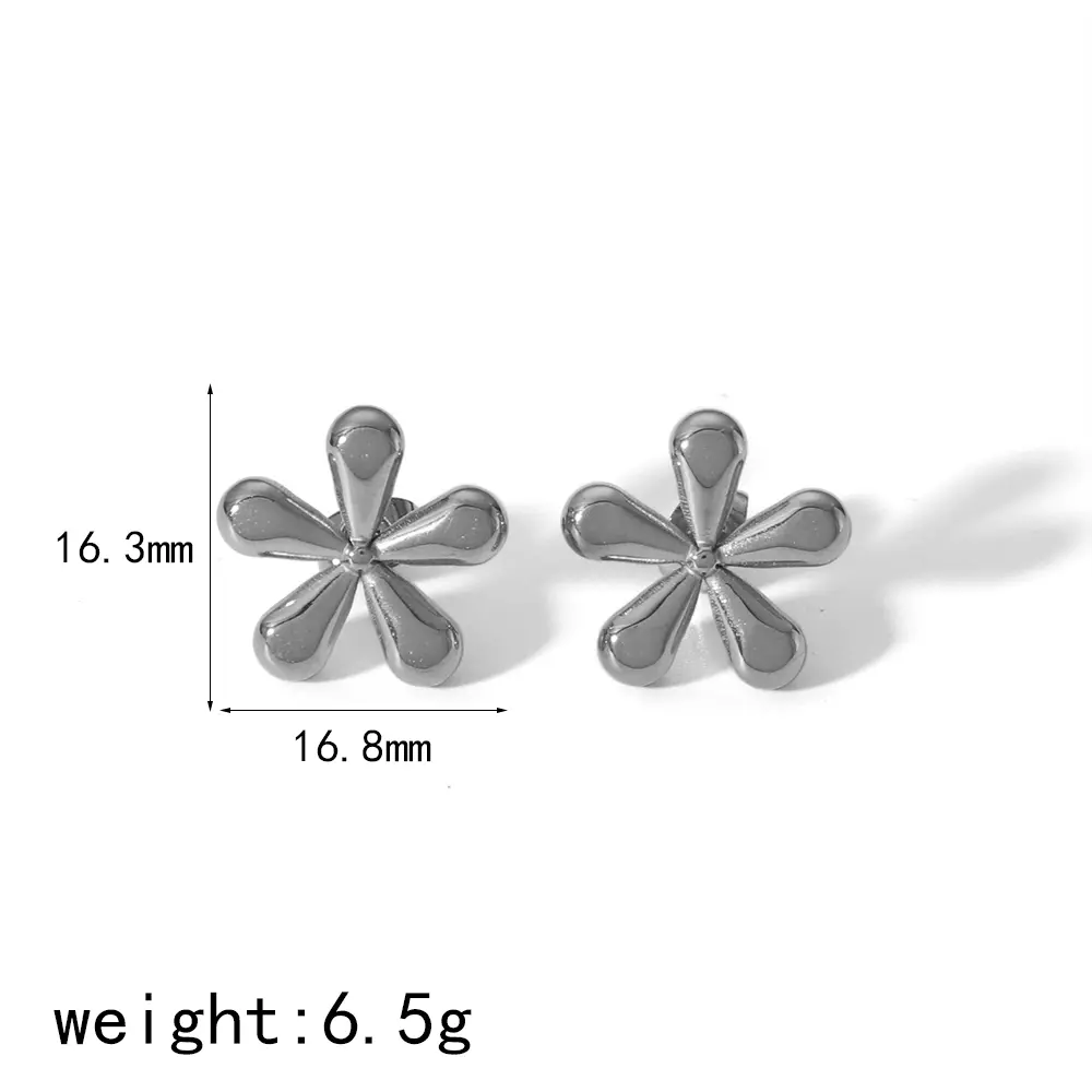 1 Pair Simple Sweet Style Flower Shape Stainless Steel  Gold Color Women's Stud Earrings h5 