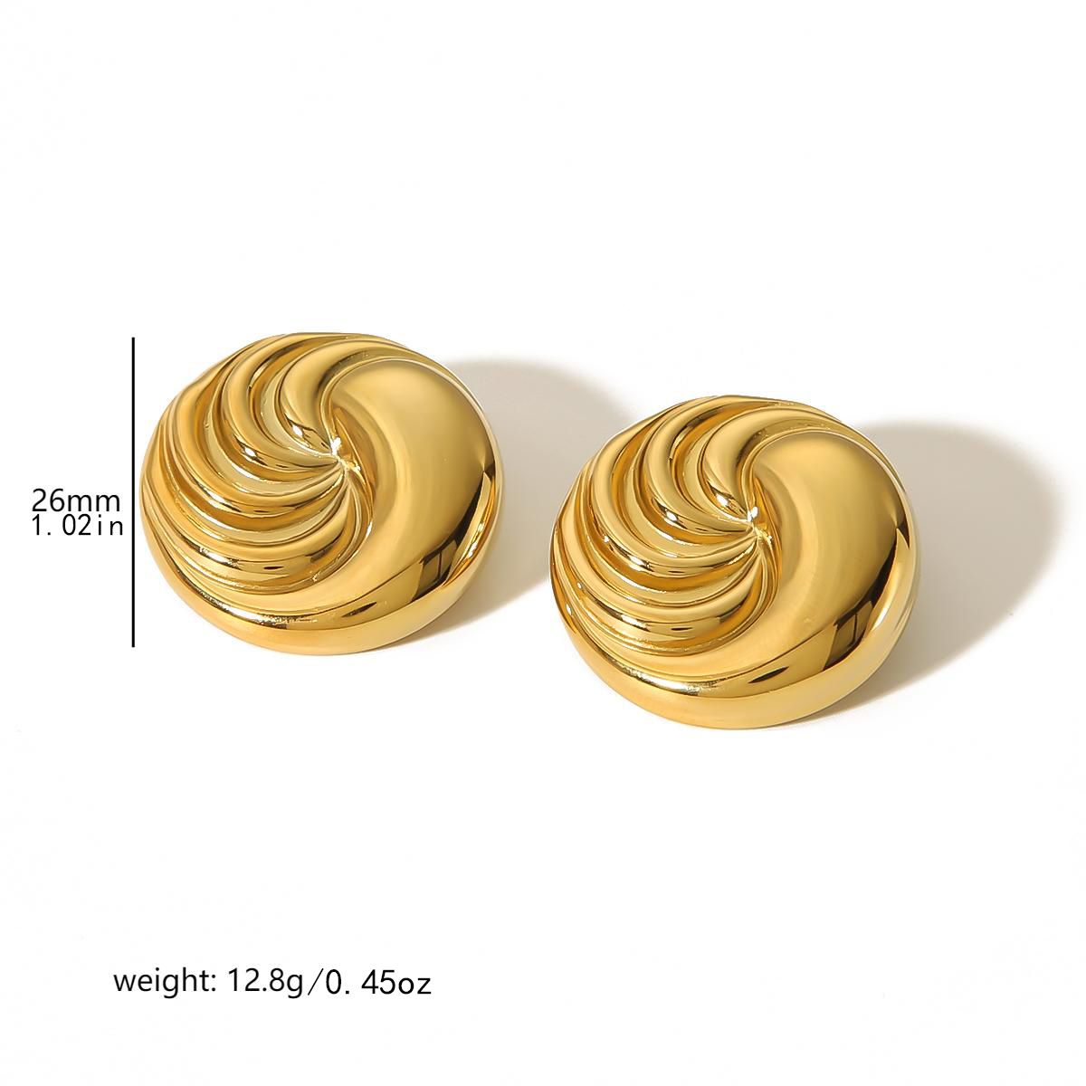 1 Pair Chic Minimalist Style Vortex Shape Stainless Steel  Gold Color Women's Stud Earrings h5 