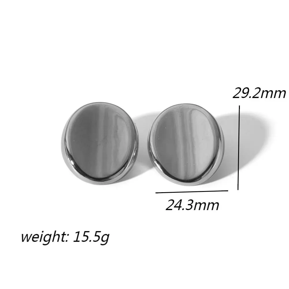 1 Pair Simple Style Oval Shape Stainless Steel  Gold Color Women's Stud Earrings 