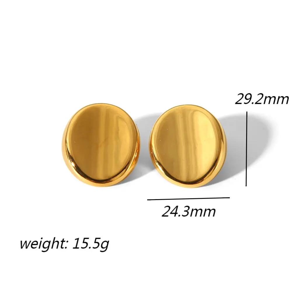 1 Pair Simple Style Oval Shape Stainless Steel  Gold Color Plated Women's Stud Earrings