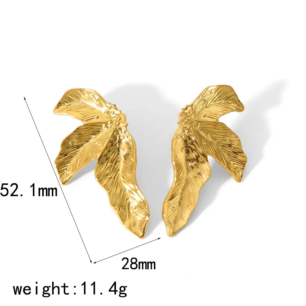 1 Pair Retro Simple Style Flower Leaf Shape Stainless Steel  Gold Color Plated Women's Stud Earrings