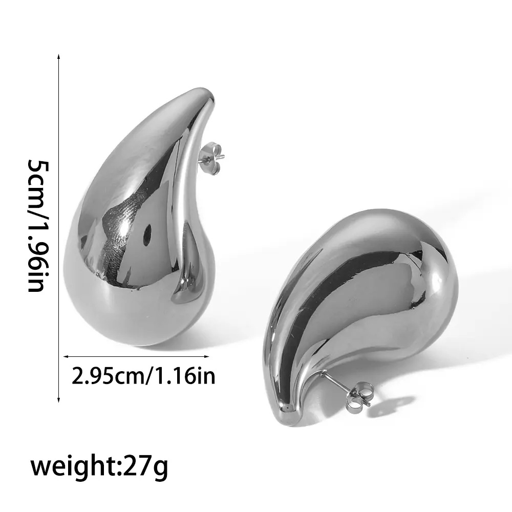 1 Pair Simple Classic Style Chunky Droplet Shape Stainless Steel  Gold Color Women's Stud Earrings h5 