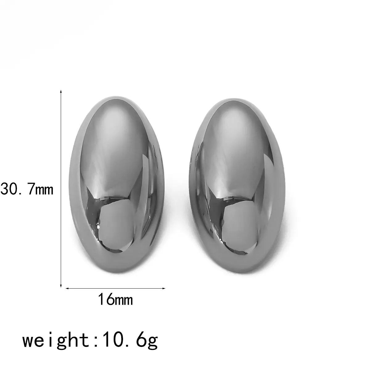 1 Pair Simple Daily Style Glossy Oval Shape Stainless Steel  Gold Color Women's Stud Earrings h5 