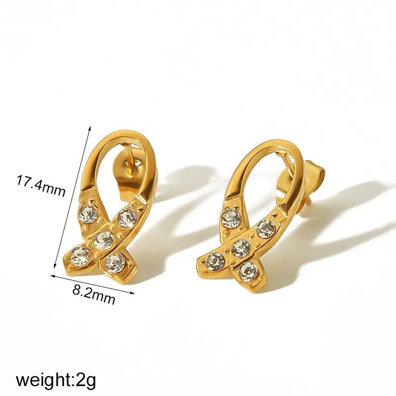 1 Pair Simple Sweet Style Geometric Shape Stainless Steel  Gold Color Inlay Rhinestones Women's Drop Earrings h5 