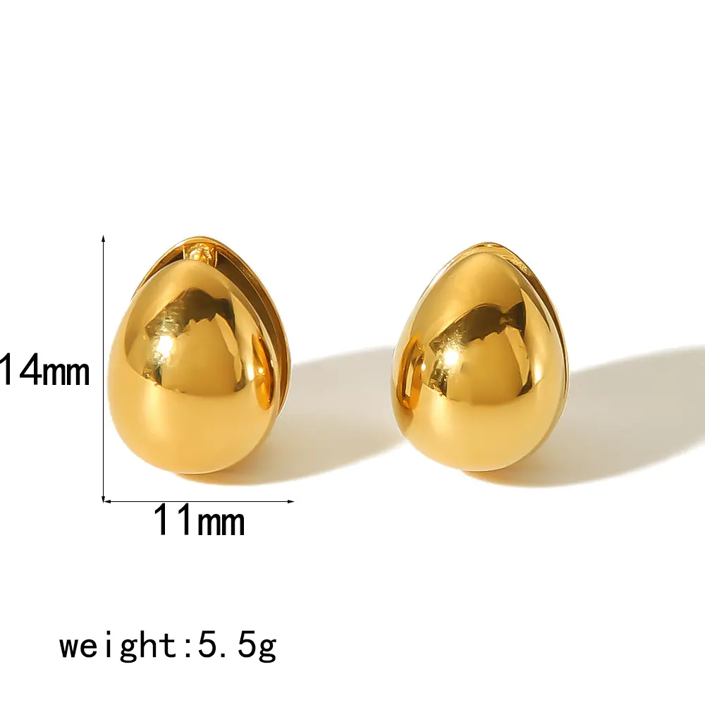 1 Pair Simple Style Droplet Oval Shape Stainless Steel  Gold Color Women's Stud Earrings