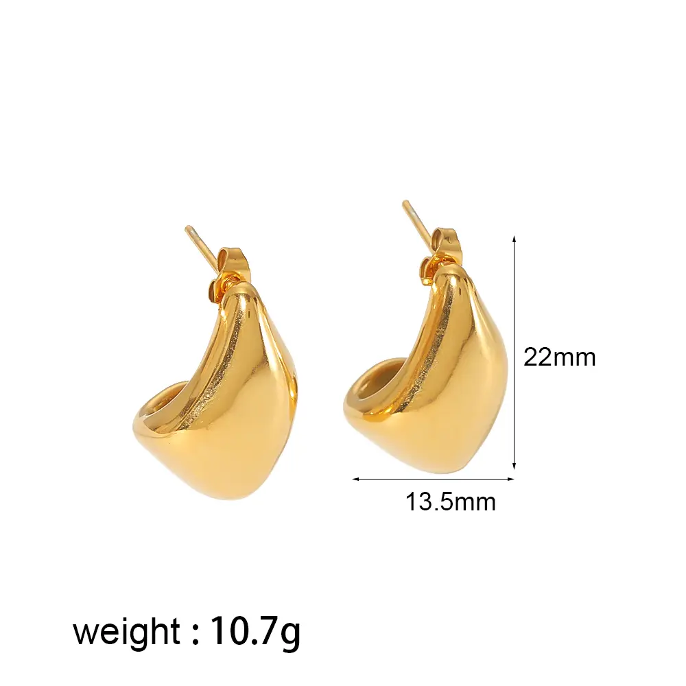 1 Pair Novelty Simple Style Hammered Texture Irregular Geometric Stainless Steel 18K Gold Color Plated Women's Stud Earrings h5 