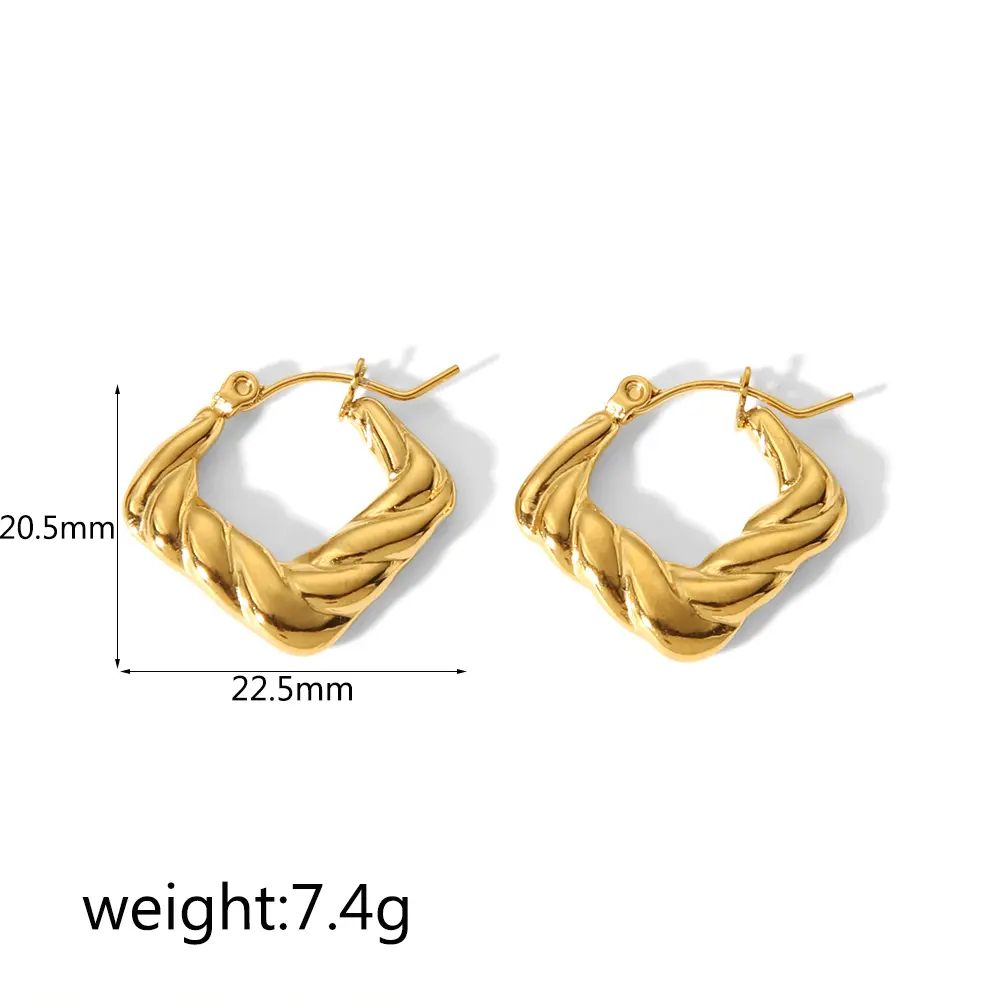 1 Pair Simple Style Twist Geometric Stainless Steel  Gold Color Women's Hoop Earrings h5 