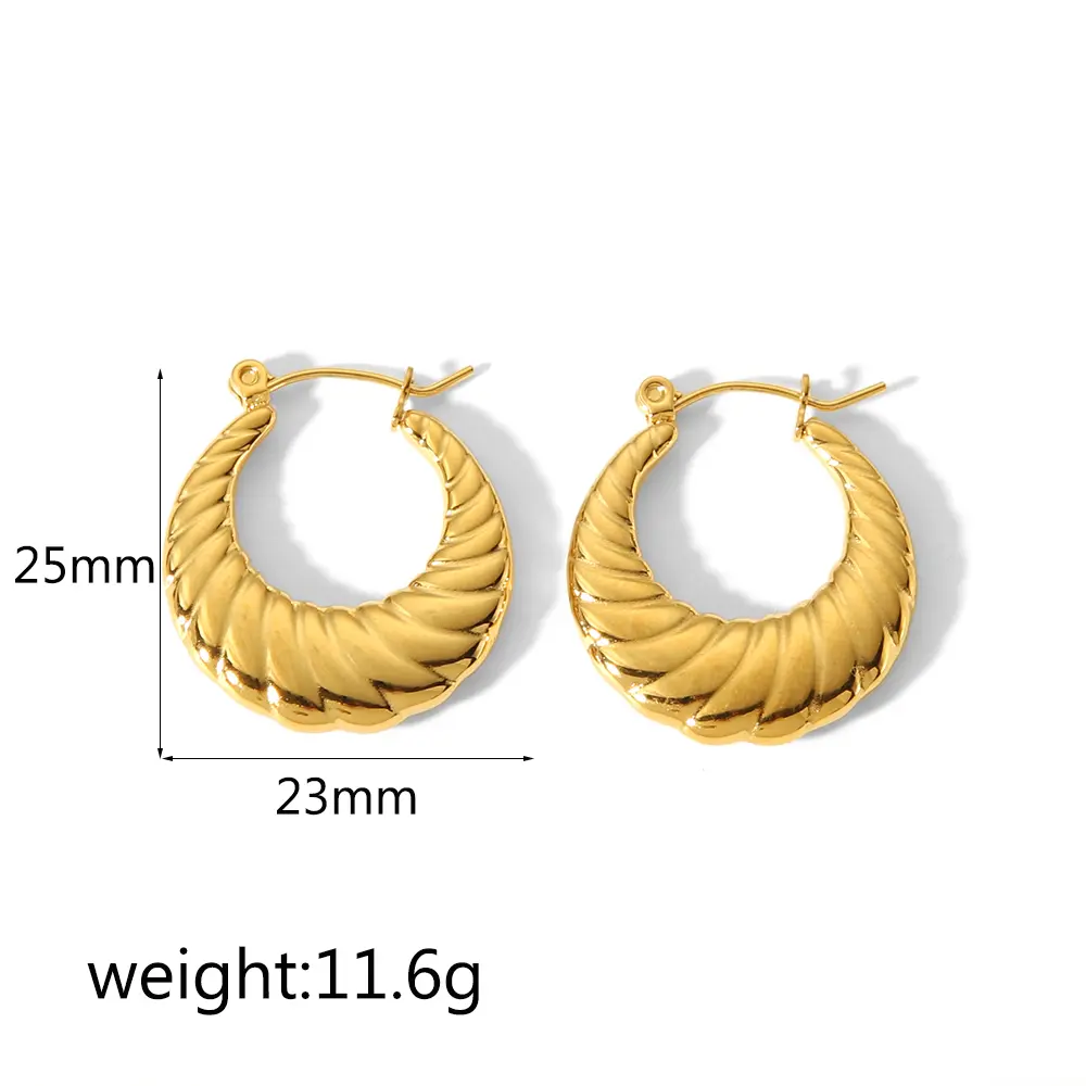 1 Pair Simple Style Twist Geometric Stainless Steel 18K Gold Color Plated Women's Hoop Earrings h5 