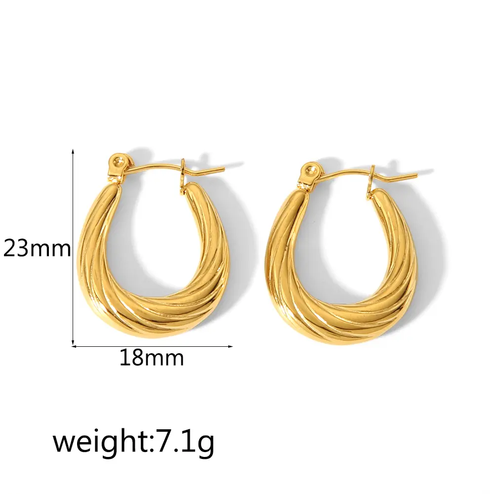 1 Pair Simple Style Twist Geometric Stainless Steel  Gold Color Women's Hoop Earrings h5 