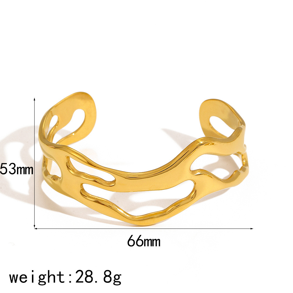 1 Stück Simple Series Leichter Luxus-Stil Edelstahl 18K vergoldete Damenarmreifen h5 