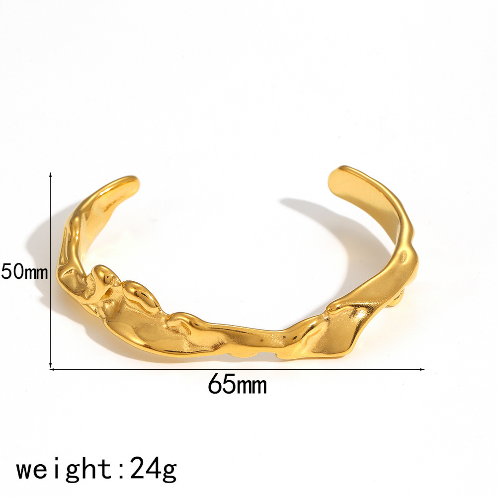 1 Piece Simple Series Light luxury Style Stainless Steel  Gold Color Women's Bangles h5 