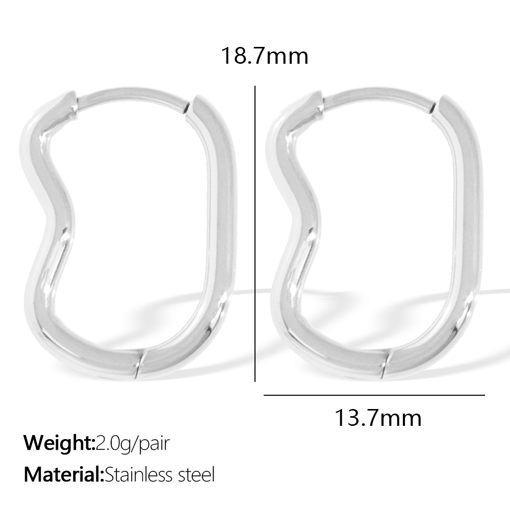 1 Pair Simple Series Classic Geometric Titanium Steel  Gold Color Women's Hoop Earrings h5 