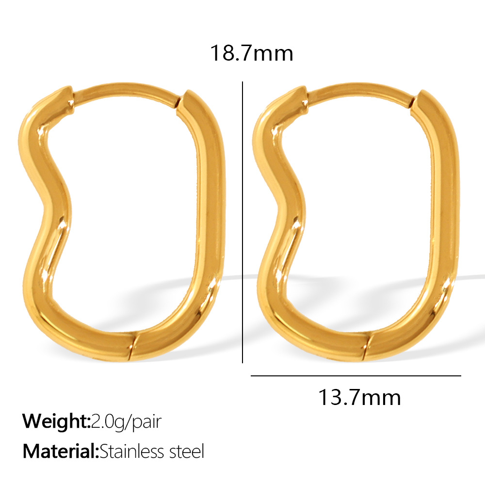 1 Pair Simple Series Classic Geometric Titanium Steel  Gold Color Women's Hoop Earrings h5 