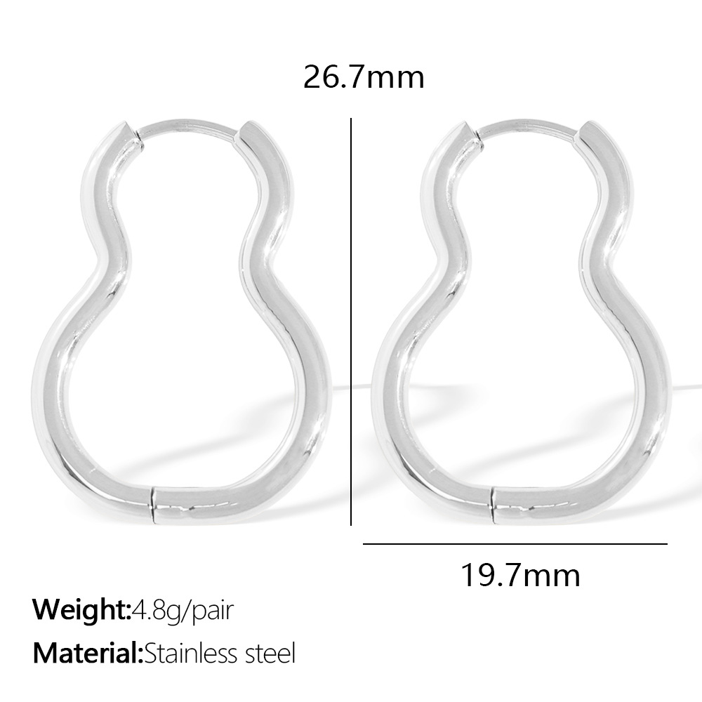 1 Pair Simple Series Classic Geometric Titanium Steel  Gold Color Women's Hoop Earrings h5 