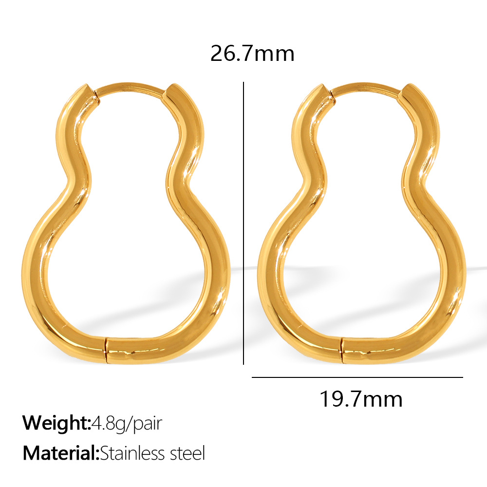 1 Pair Simple Series Classic Geometric Titanium Steel  Gold Color Women's Hoop Earrings h5 