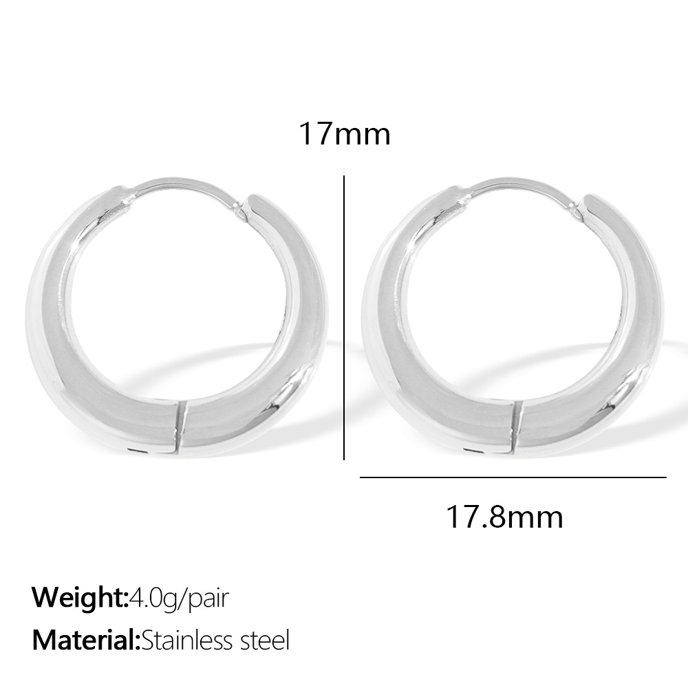 1 Pair Simple Series Classic Round Titanium Steel  Gold Color Women's Hoop Earrings h5 