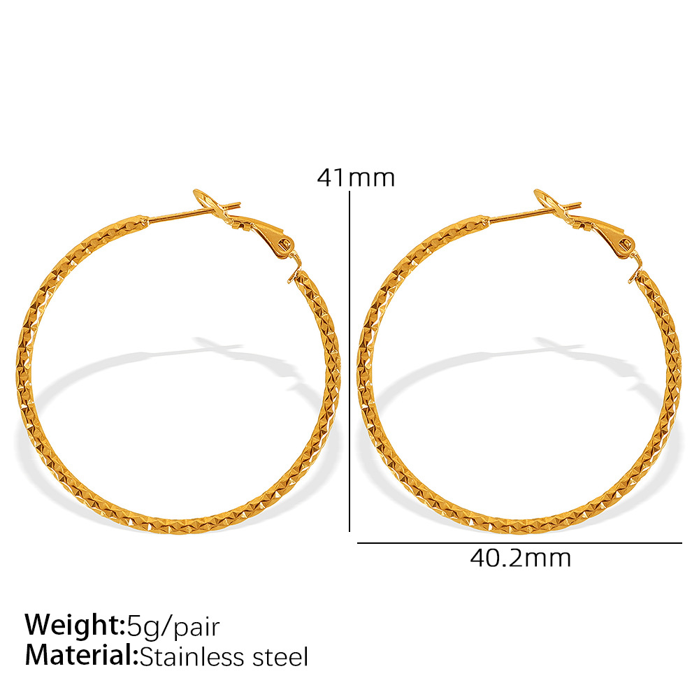 1 Pair Simple Series Classic Solid Color Stainless Steel  Gold Color Women's Hoop Earrings h5 